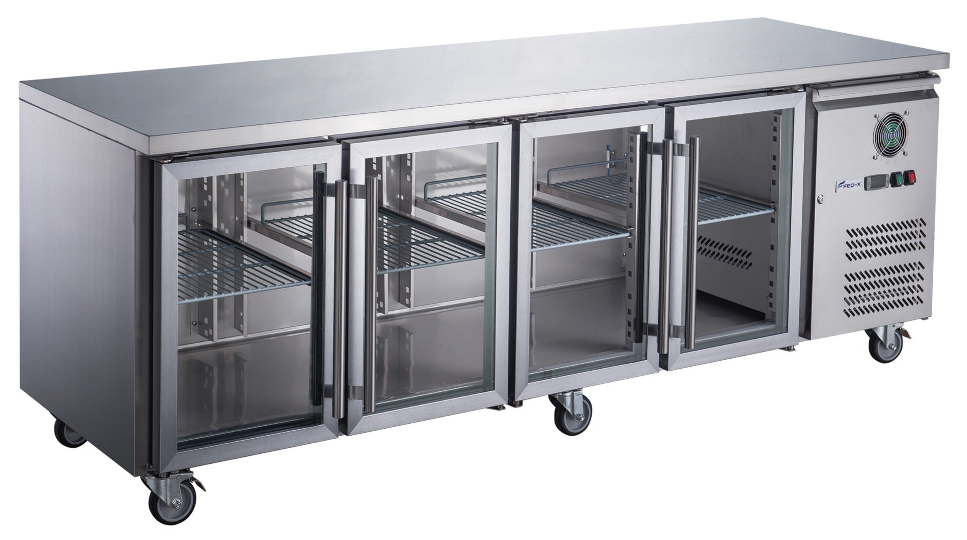 FED-X Four Glass Door Bench Fridge  - XUB7C22G4V