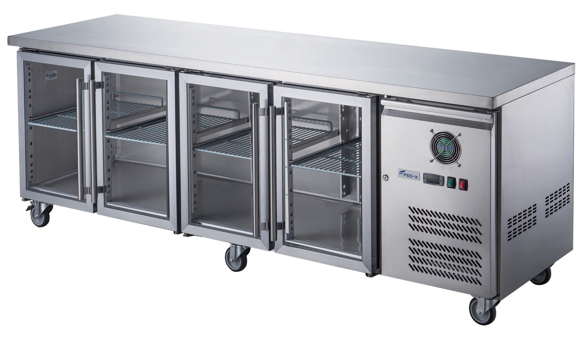 FED-X Four Glass Door Bench Fridge  - XUB7C22G4V
