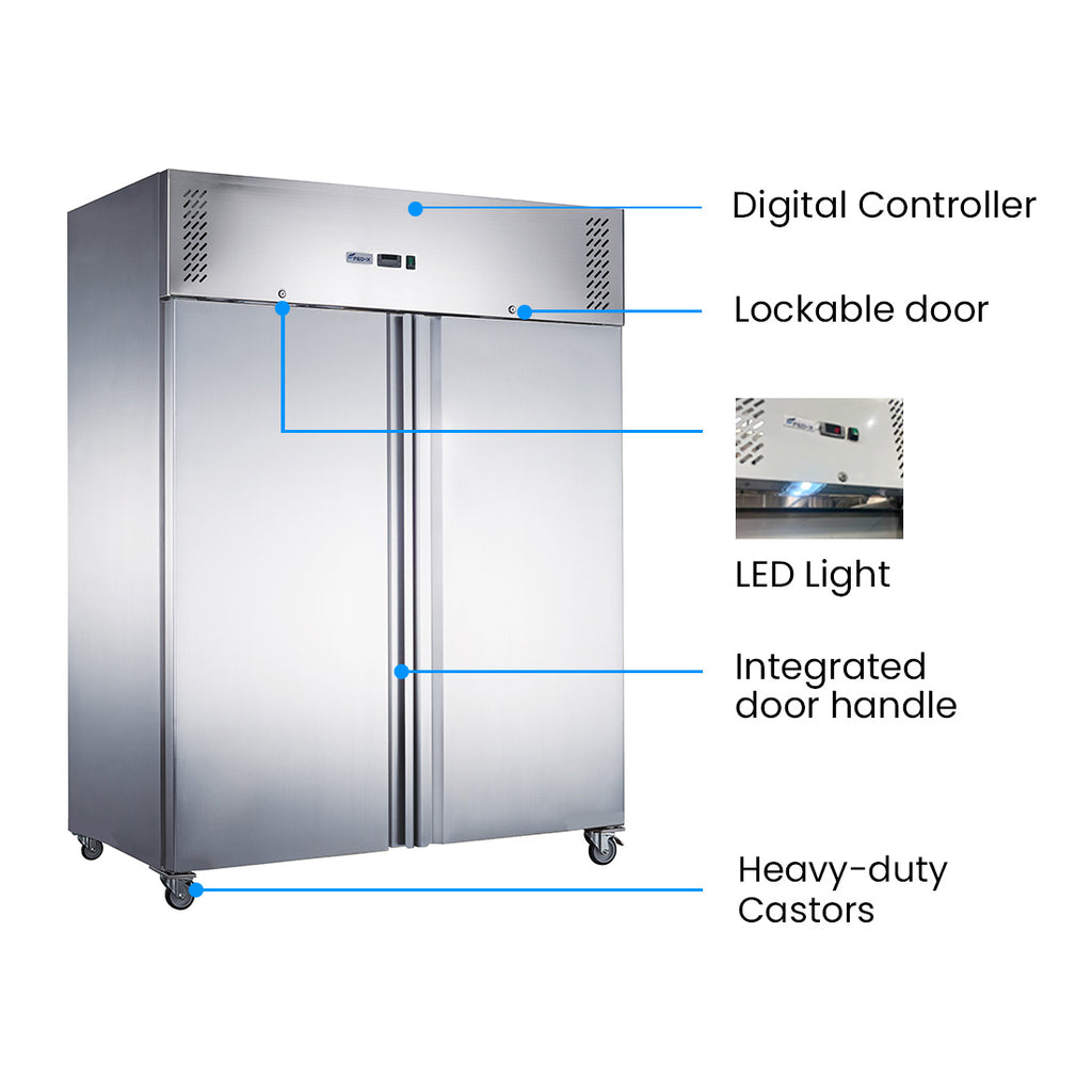 FED-X S/S Two Full Door Upright Freezer - XURF1200SFV