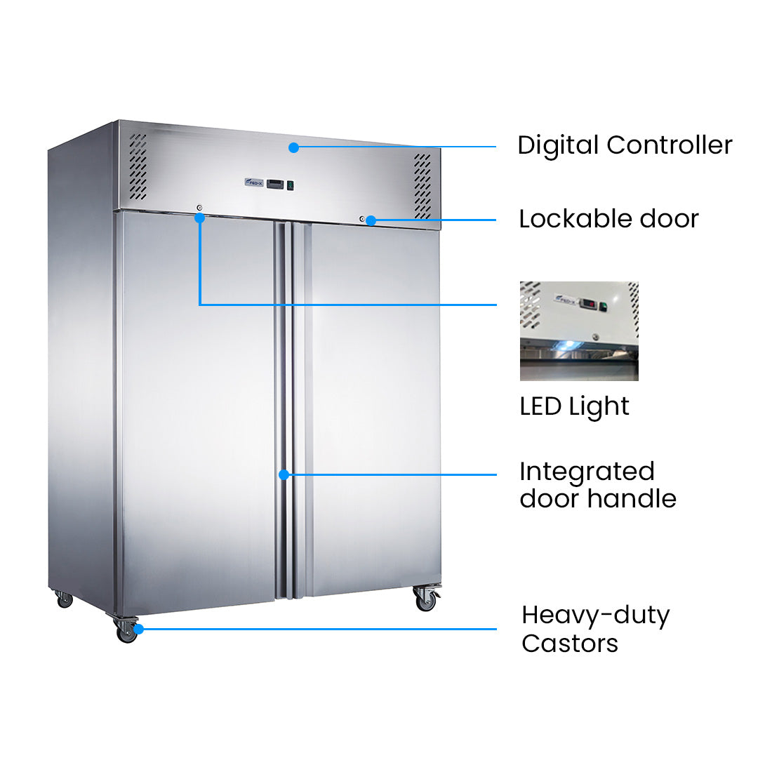 FED-X S/S Two Full Door Upright Freezer - XURF1200SFV