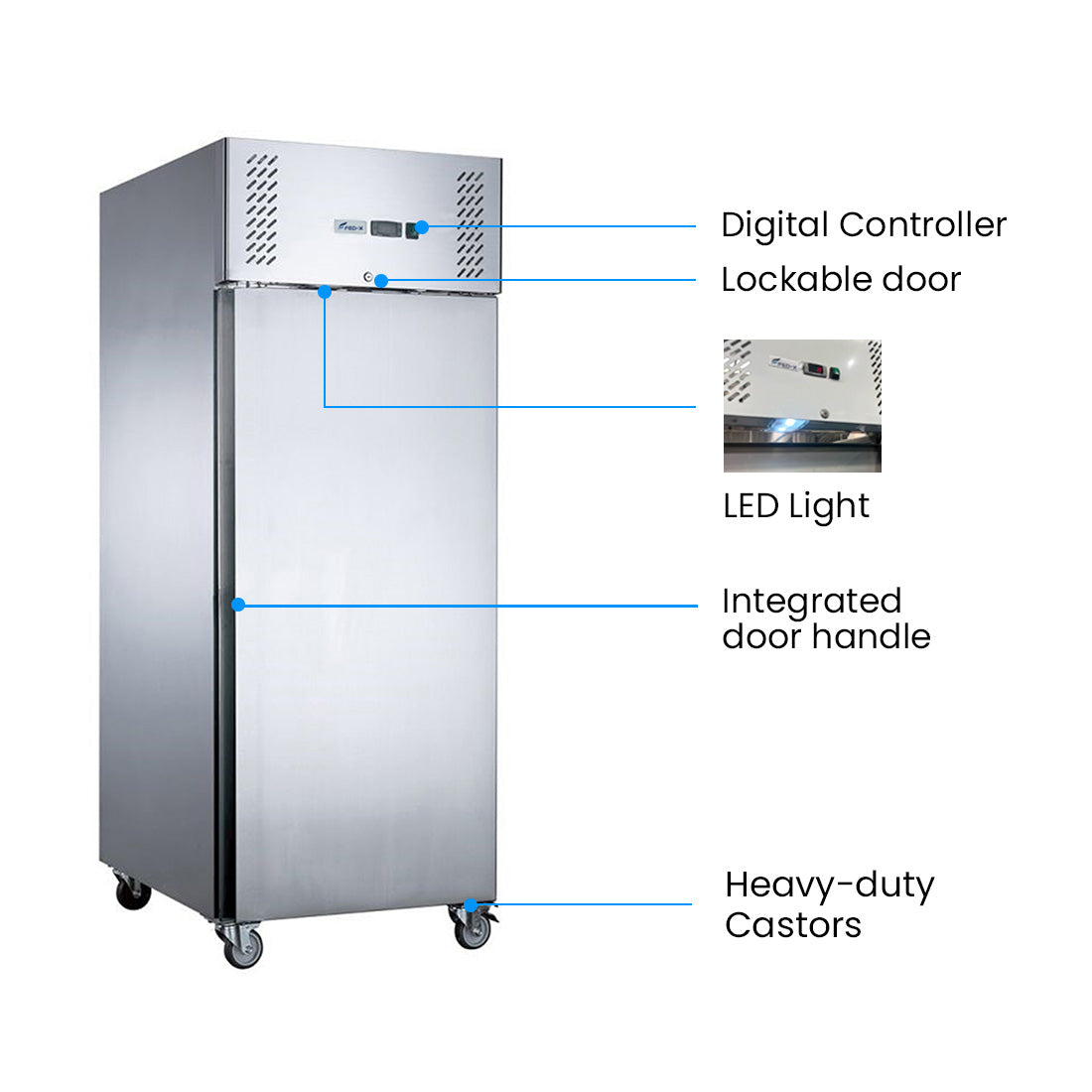FED-X S/S Single full Door Upright Freezer - XURF400SFV