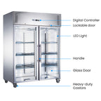 FED-X S/S Two Full Glass Door Upright Freezer - XURF1200G2V