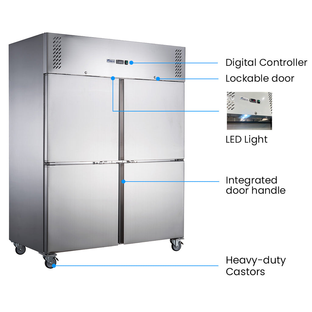 FED-X S/S Split Four-Door Upright Fridge - XURC1200S2V