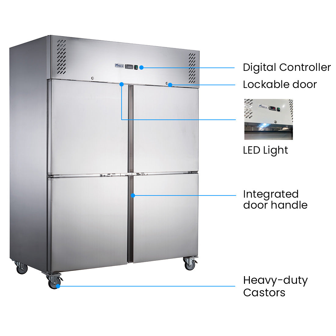 FED-X S/S Split Four-Door Upright Fridge - XURC1200S2V