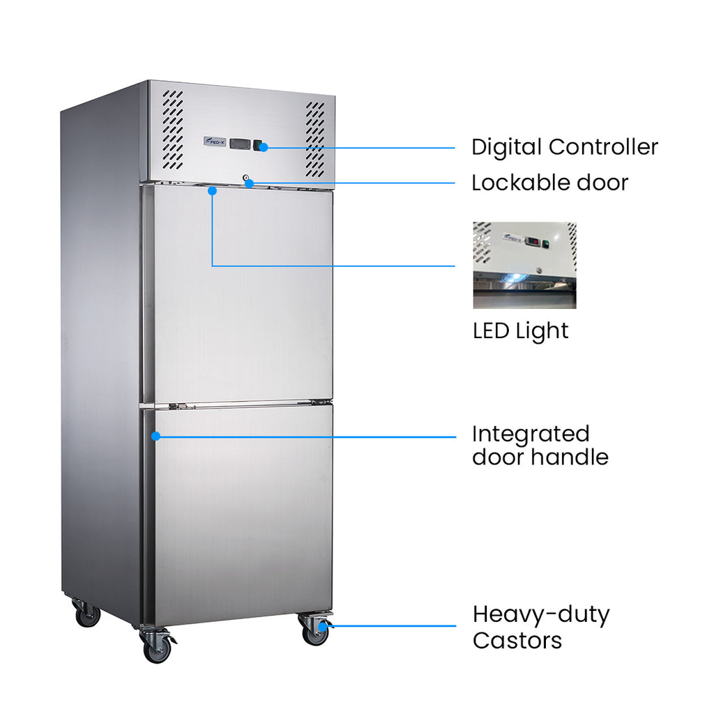 FED-X S/S Two half Door Upright Freezer - XURF600S1V