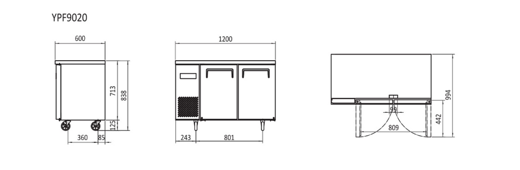 UNDERCOUNTER FRIDGE 1200 MM YPF9020