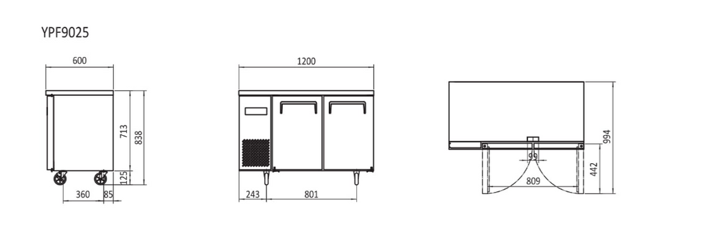 UNDERCOUNTER FREEZER 1200 MM YPF9025