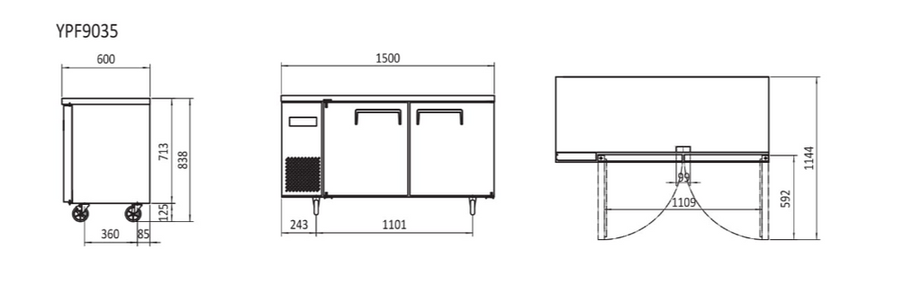 UNDERCOUNTER FREEZER 1500 MM YPF9035